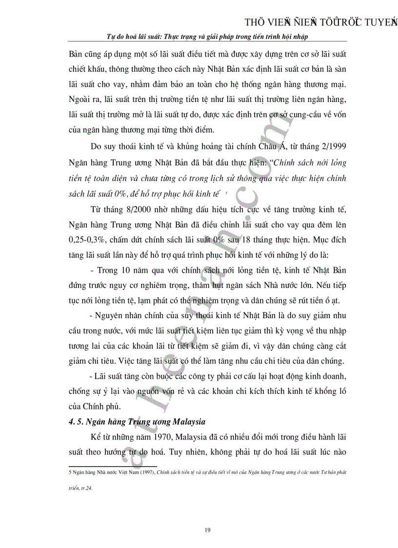 image for page Tự do hoá lãi suất Thực trạng và giải pháp trong tiến trình hội nhập