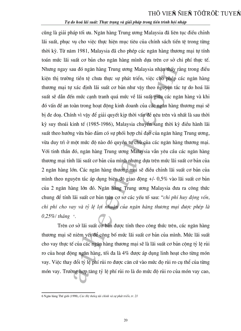 image for page Tự do hoá lãi suất Thực trạng và giải pháp trong tiến trình hội nhập