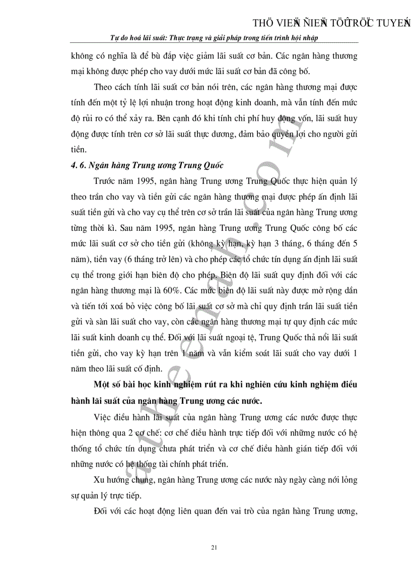 image for page Tự do hoá lãi suất Thực trạng và giải pháp trong tiến trình hội nhập