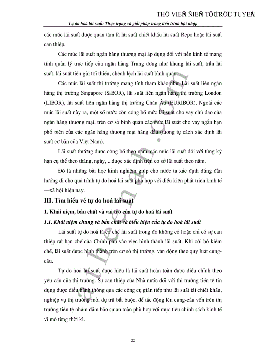 image for page Tự do hoá lãi suất Thực trạng và giải pháp trong tiến trình hội nhập