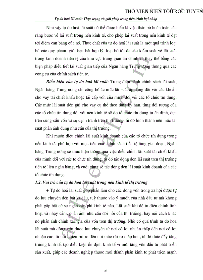 image for page Tự do hoá lãi suất Thực trạng và giải pháp trong tiến trình hội nhập