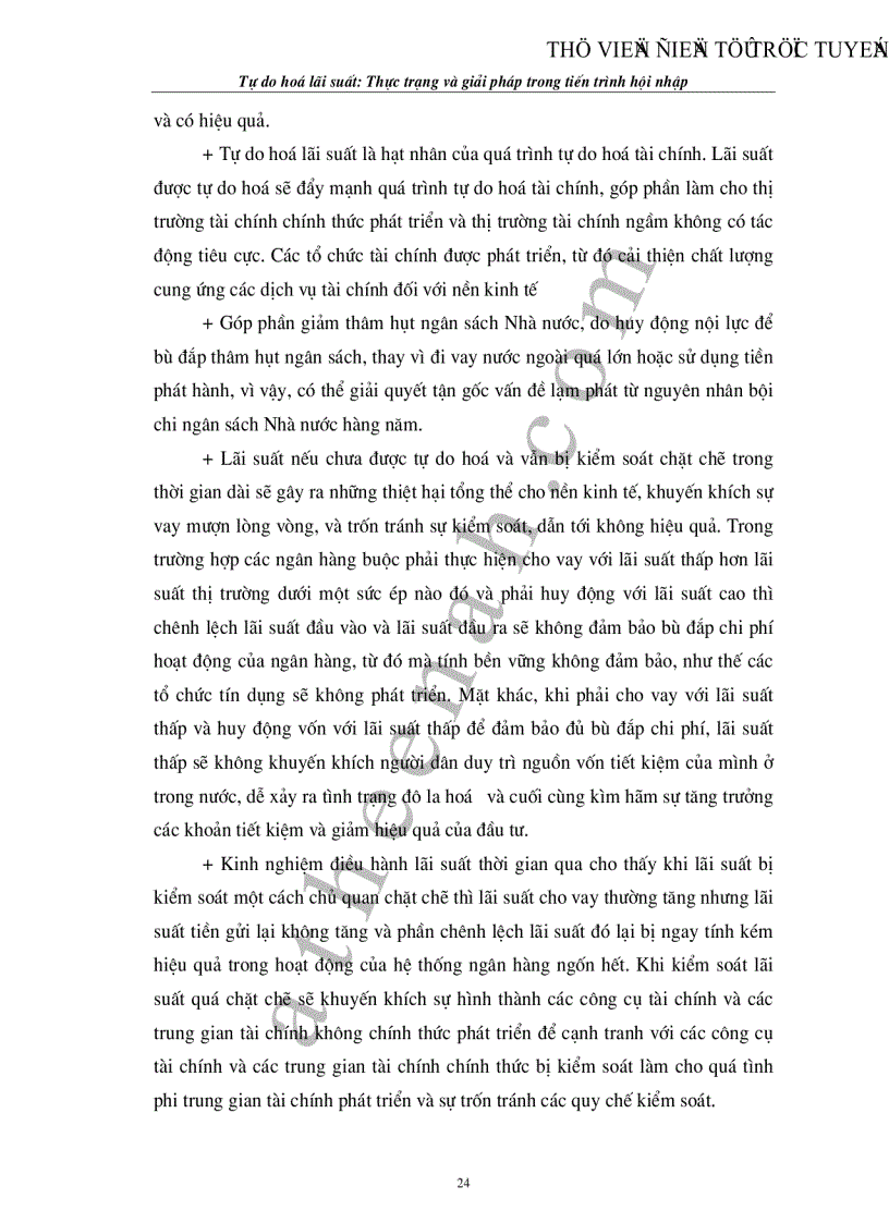 image for page Tự do hoá lãi suất Thực trạng và giải pháp trong tiến trình hội nhập