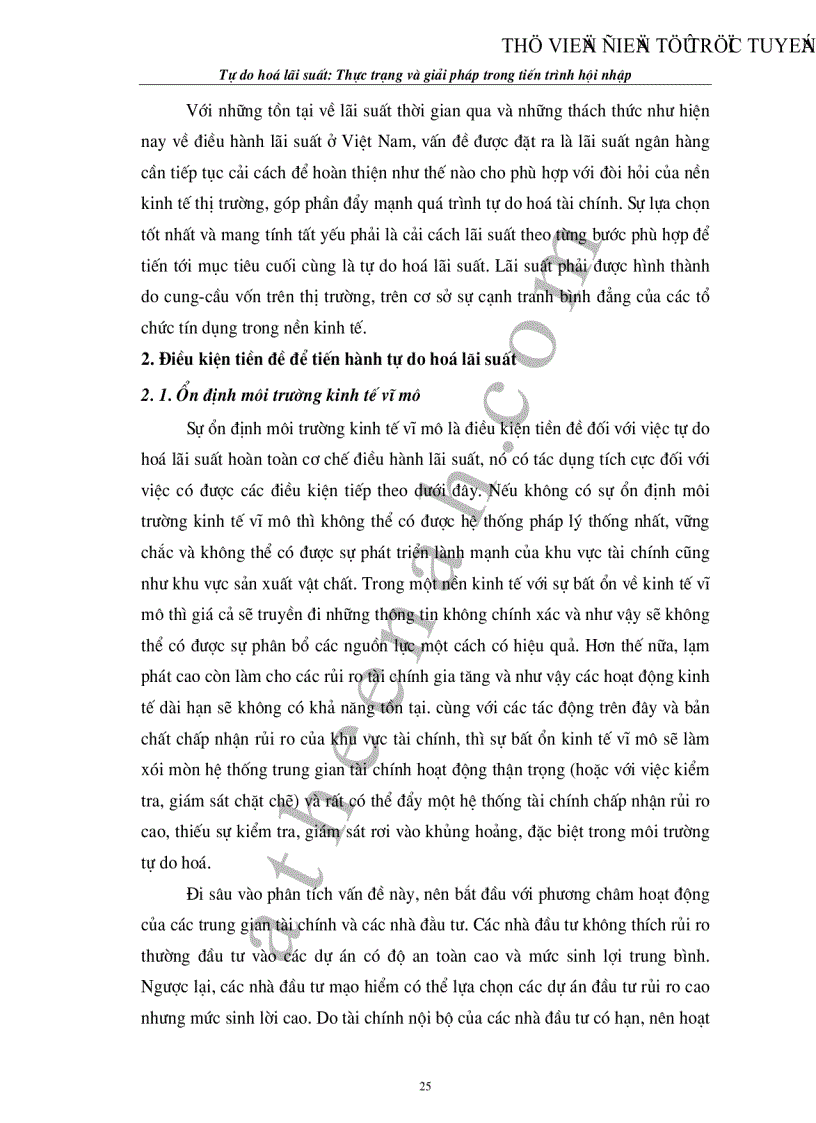 image for page Tự do hoá lãi suất Thực trạng và giải pháp trong tiến trình hội nhập