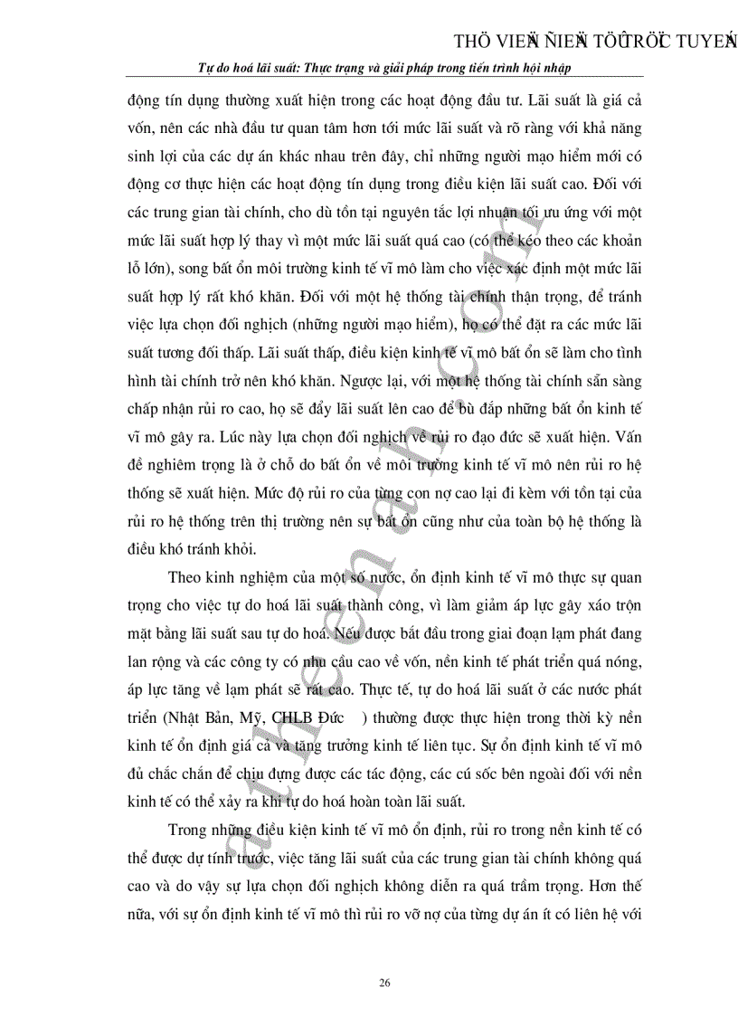 image for page Tự do hoá lãi suất Thực trạng và giải pháp trong tiến trình hội nhập