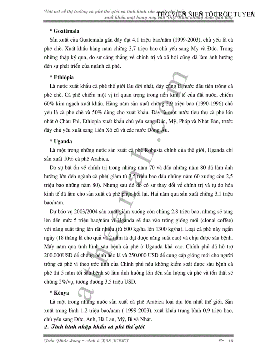 image for page Vài nét về thị trường cà phê thế giới và tình hình sản xuất chế biến xuất khẩu mặt hàng này của Việt Nam những năm gần đây