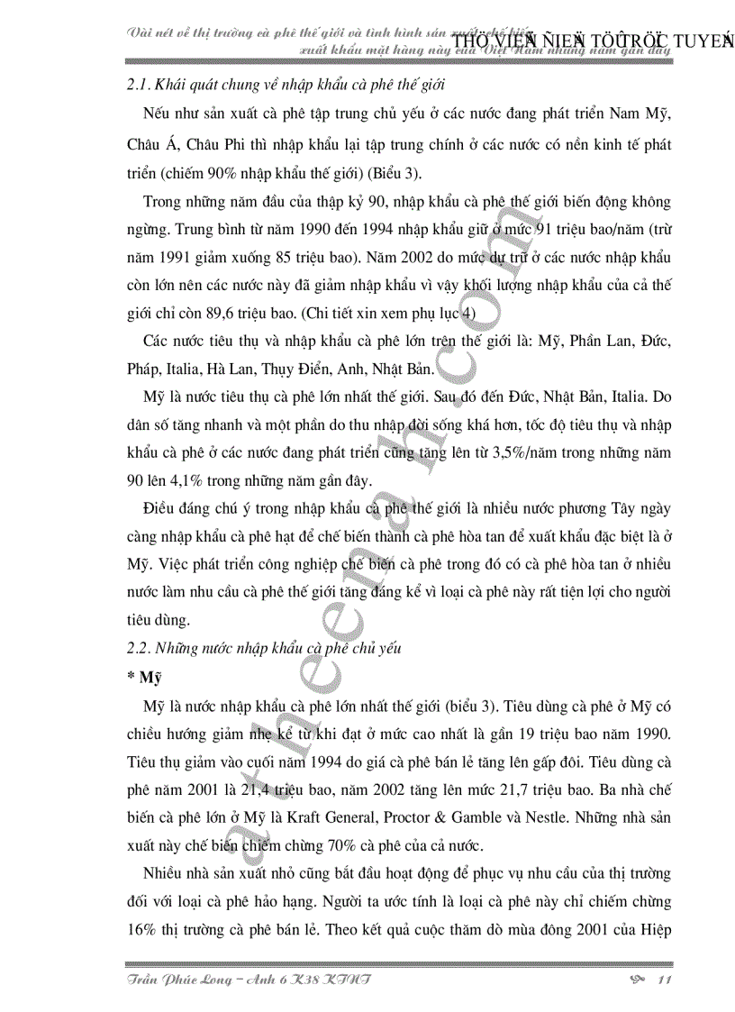 image for page Vài nét về thị trường cà phê thế giới và tình hình sản xuất chế biến xuất khẩu mặt hàng này của Việt Nam những năm gần đây