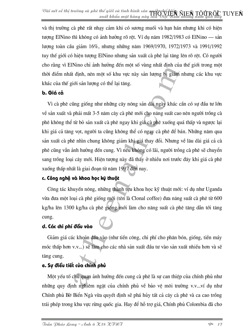 image for page Vài nét về thị trường cà phê thế giới và tình hình sản xuất chế biến xuất khẩu mặt hàng này của Việt Nam những năm gần đây