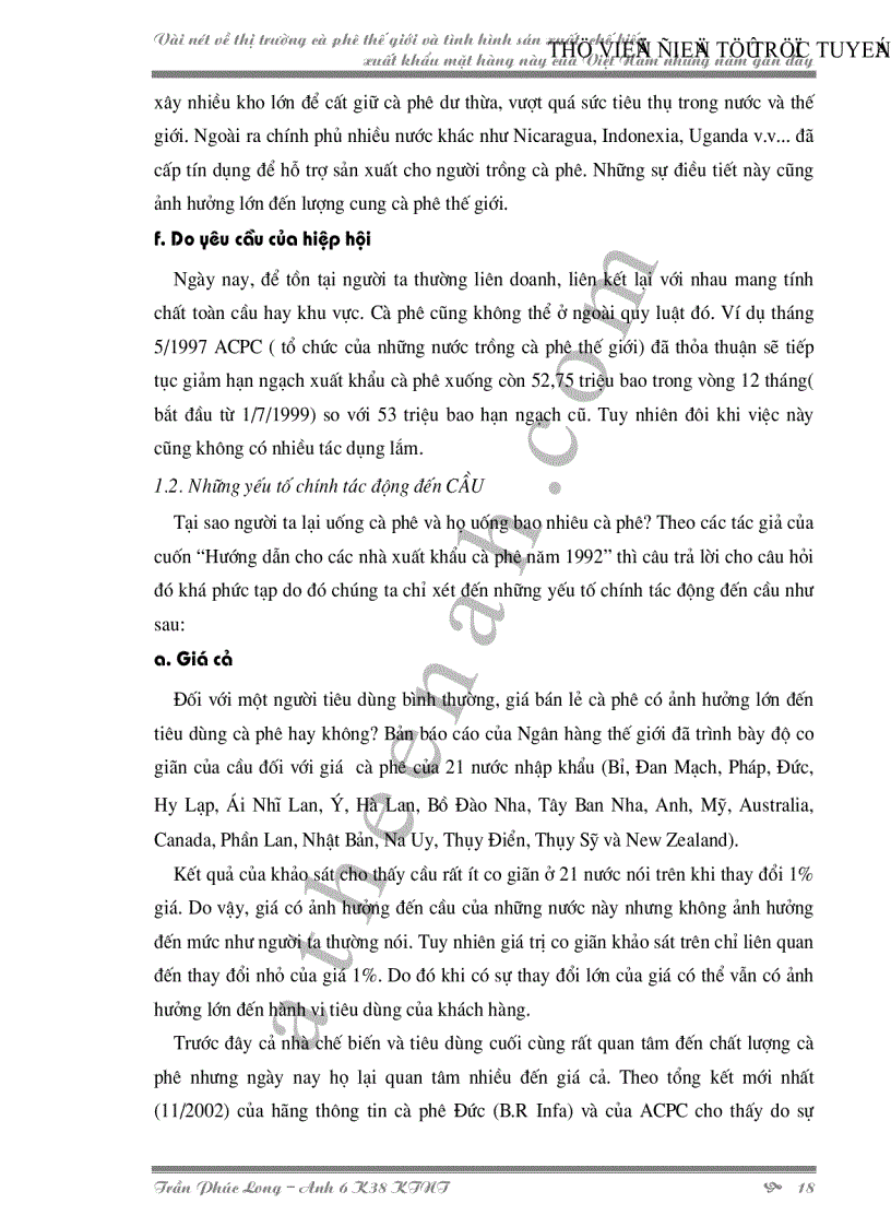 image for page Vài nét về thị trường cà phê thế giới và tình hình sản xuất chế biến xuất khẩu mặt hàng này của Việt Nam những năm gần đây