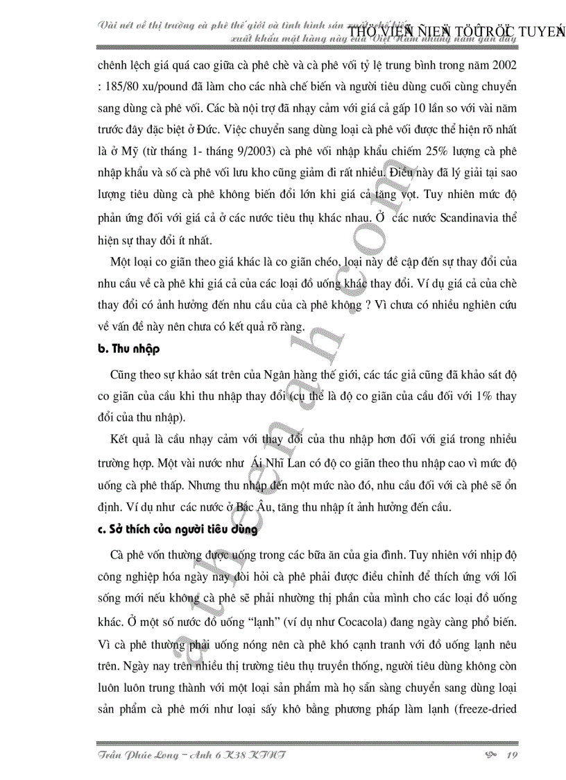 image for page Vài nét về thị trường cà phê thế giới và tình hình sản xuất chế biến xuất khẩu mặt hàng này của Việt Nam những năm gần đây