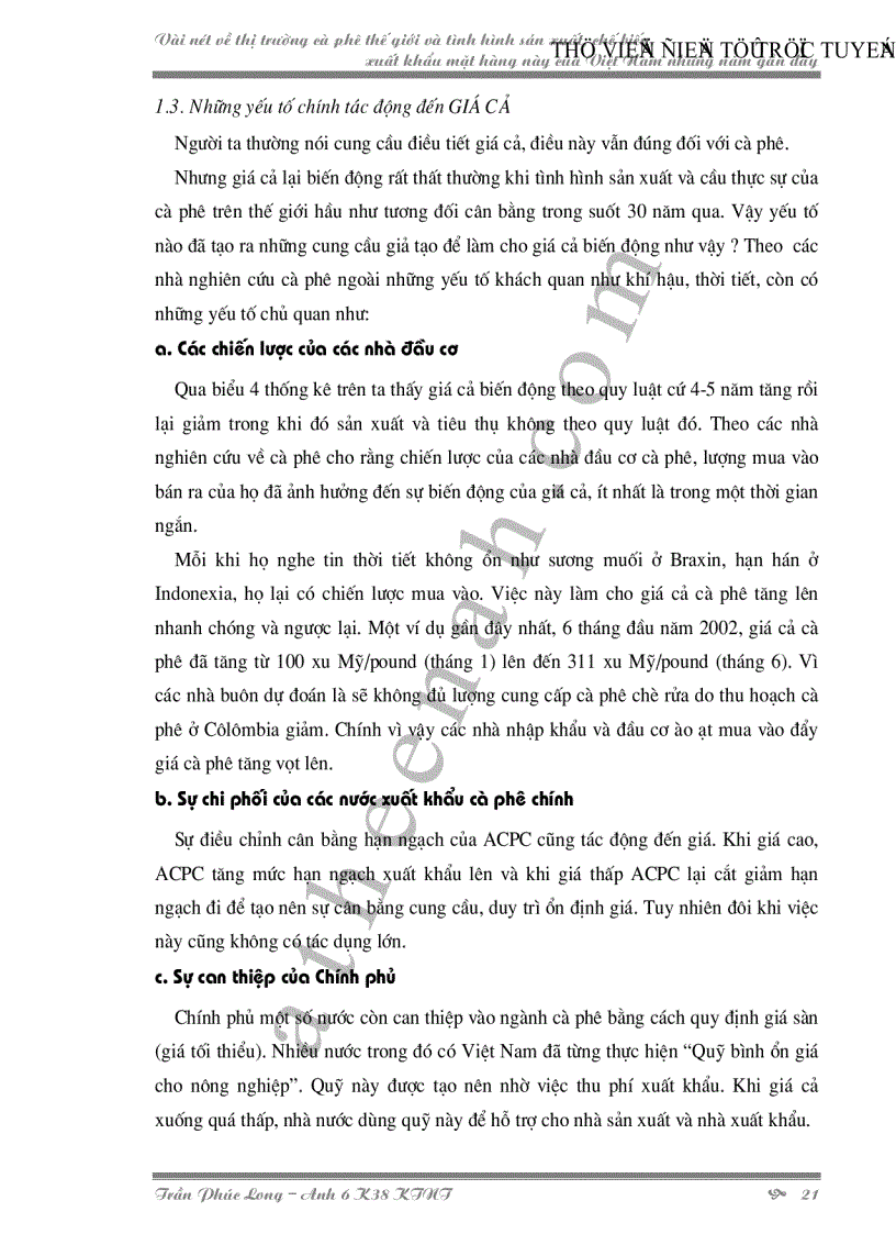 image for page Vài nét về thị trường cà phê thế giới và tình hình sản xuất chế biến xuất khẩu mặt hàng này của Việt Nam những năm gần đây