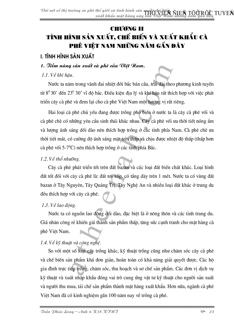 image for page Vài nét về thị trường cà phê thế giới và tình hình sản xuất chế biến xuất khẩu mặt hàng này của Việt Nam những năm gần đây