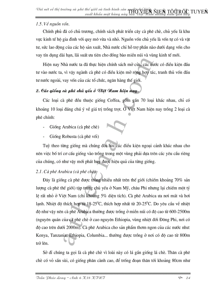 image for page Vài nét về thị trường cà phê thế giới và tình hình sản xuất chế biến xuất khẩu mặt hàng này của Việt Nam những năm gần đây