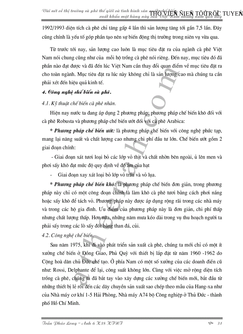 image for page Vài nét về thị trường cà phê thế giới và tình hình sản xuất chế biến xuất khẩu mặt hàng này của Việt Nam những năm gần đây