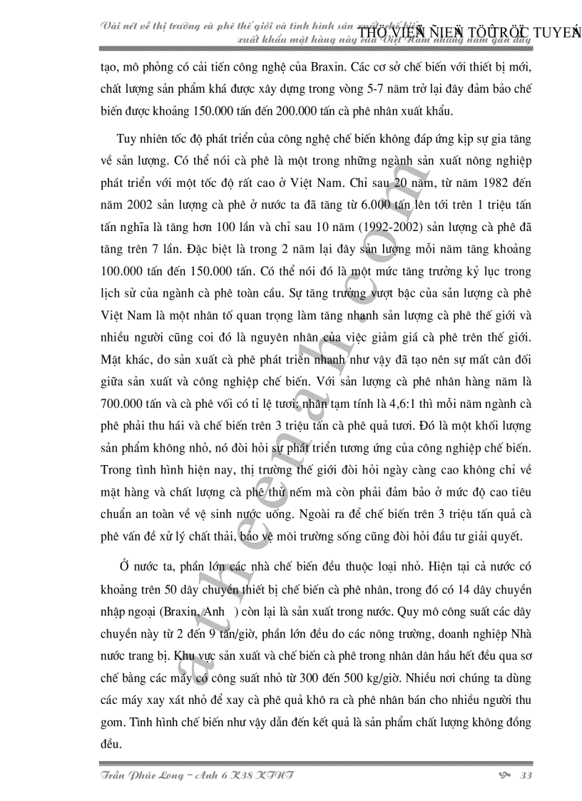 image for page Vài nét về thị trường cà phê thế giới và tình hình sản xuất chế biến xuất khẩu mặt hàng này của Việt Nam những năm gần đây