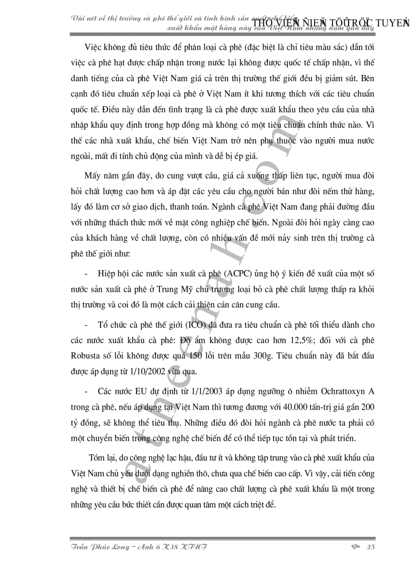 image for page Vài nét về thị trường cà phê thế giới và tình hình sản xuất chế biến xuất khẩu mặt hàng này của Việt Nam những năm gần đây