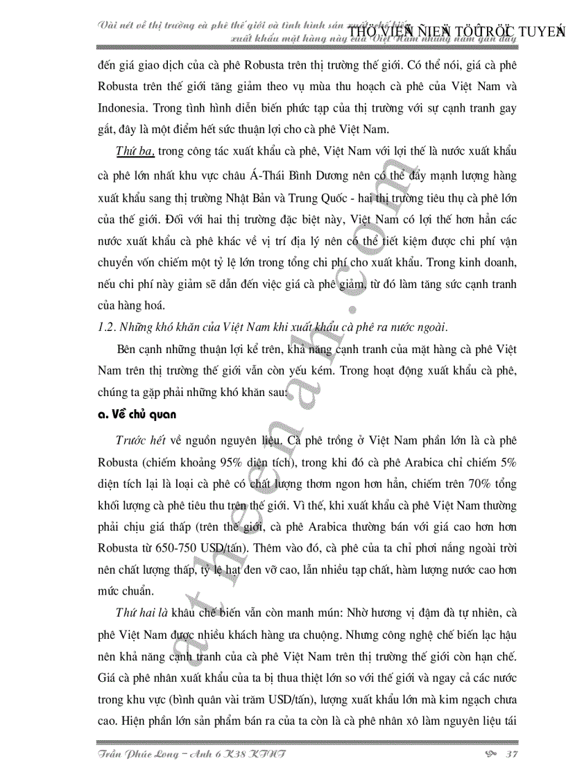 image for page Vài nét về thị trường cà phê thế giới và tình hình sản xuất chế biến xuất khẩu mặt hàng này của Việt Nam những năm gần đây