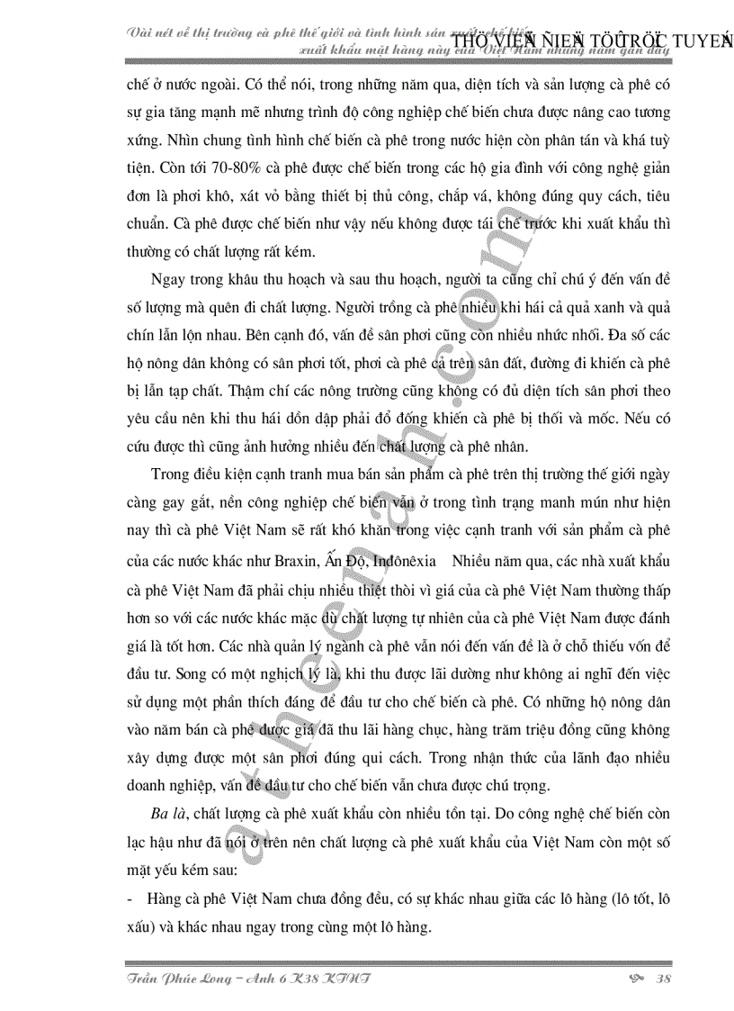 image for page Vài nét về thị trường cà phê thế giới và tình hình sản xuất chế biến xuất khẩu mặt hàng này của Việt Nam những năm gần đây