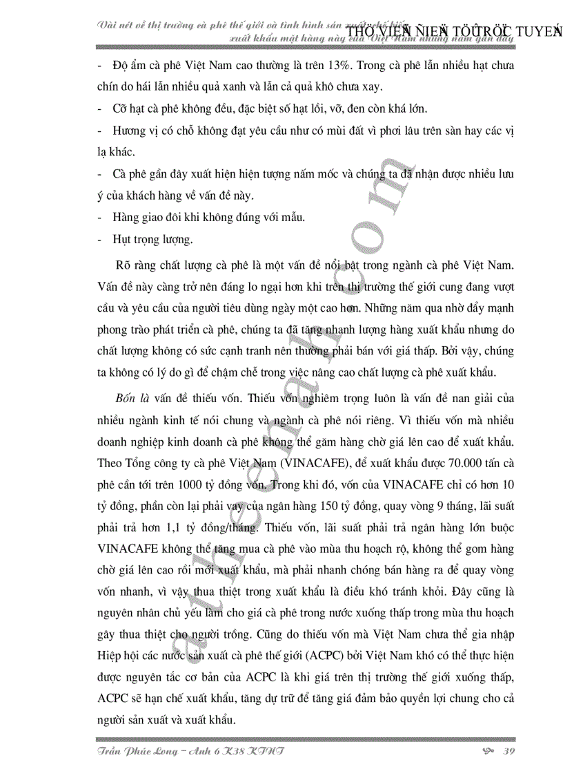 image for page Vài nét về thị trường cà phê thế giới và tình hình sản xuất chế biến xuất khẩu mặt hàng này của Việt Nam những năm gần đây