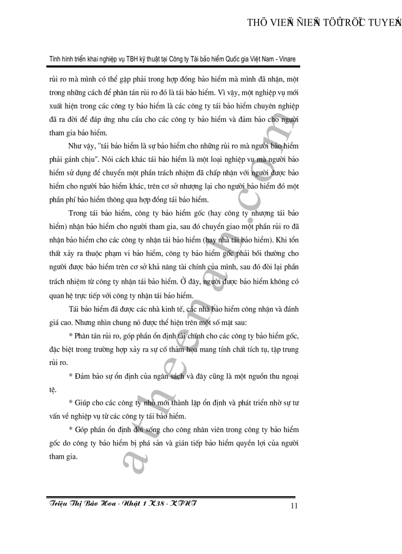 image for page Tình hình triển khai nghiệp vụ tái bảo hiểm kỹ thuật tại công ty tái bảo hiểm Quốc Gia Việt Nam Vinare