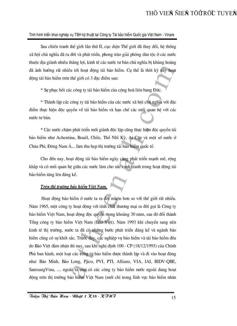 image for page Tình hình triển khai nghiệp vụ tái bảo hiểm kỹ thuật tại công ty tái bảo hiểm Quốc Gia Việt Nam Vinare