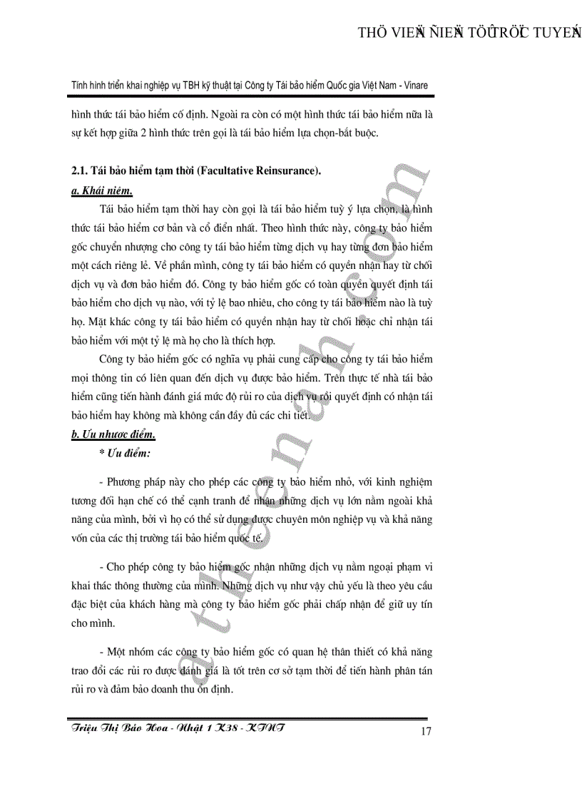 image for page Tình hình triển khai nghiệp vụ tái bảo hiểm kỹ thuật tại công ty tái bảo hiểm Quốc Gia Việt Nam Vinare