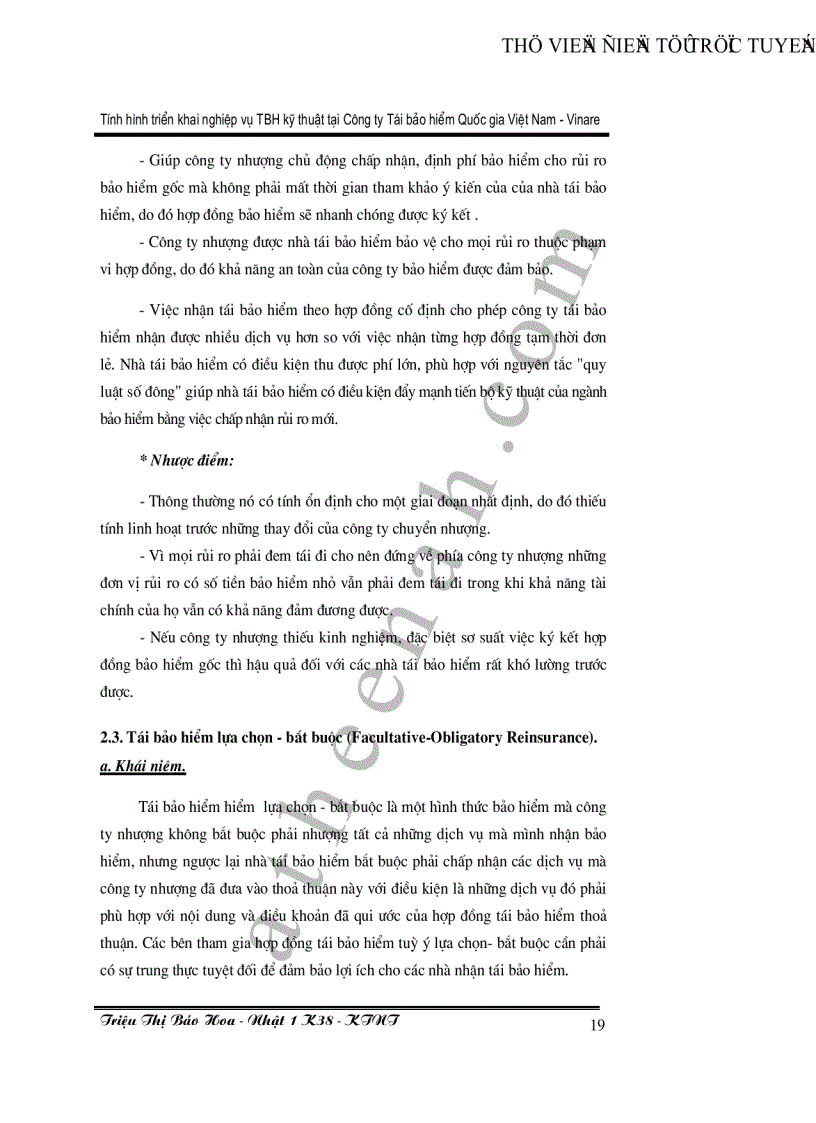 image for page Tình hình triển khai nghiệp vụ tái bảo hiểm kỹ thuật tại công ty tái bảo hiểm Quốc Gia Việt Nam Vinare