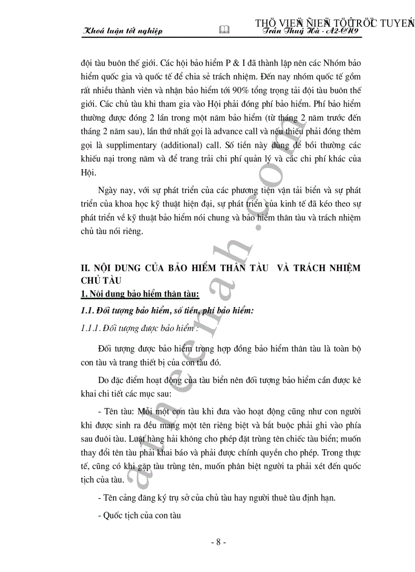 image for page Bảo hiểm thân tàu và trách nhiệm chủ tàu tại Tổng công ty bảo hiểm Việt Nam