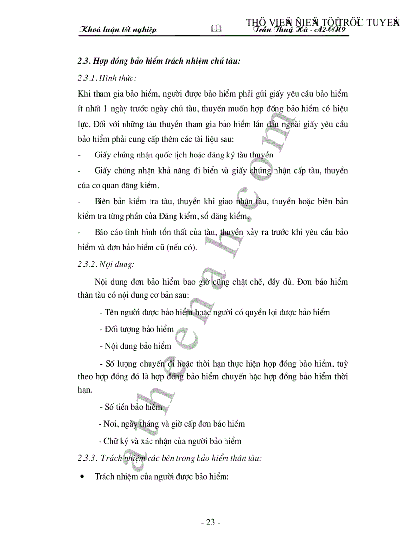 image for page Bảo hiểm thân tàu và trách nhiệm chủ tàu tại Tổng công ty bảo hiểm Việt Nam