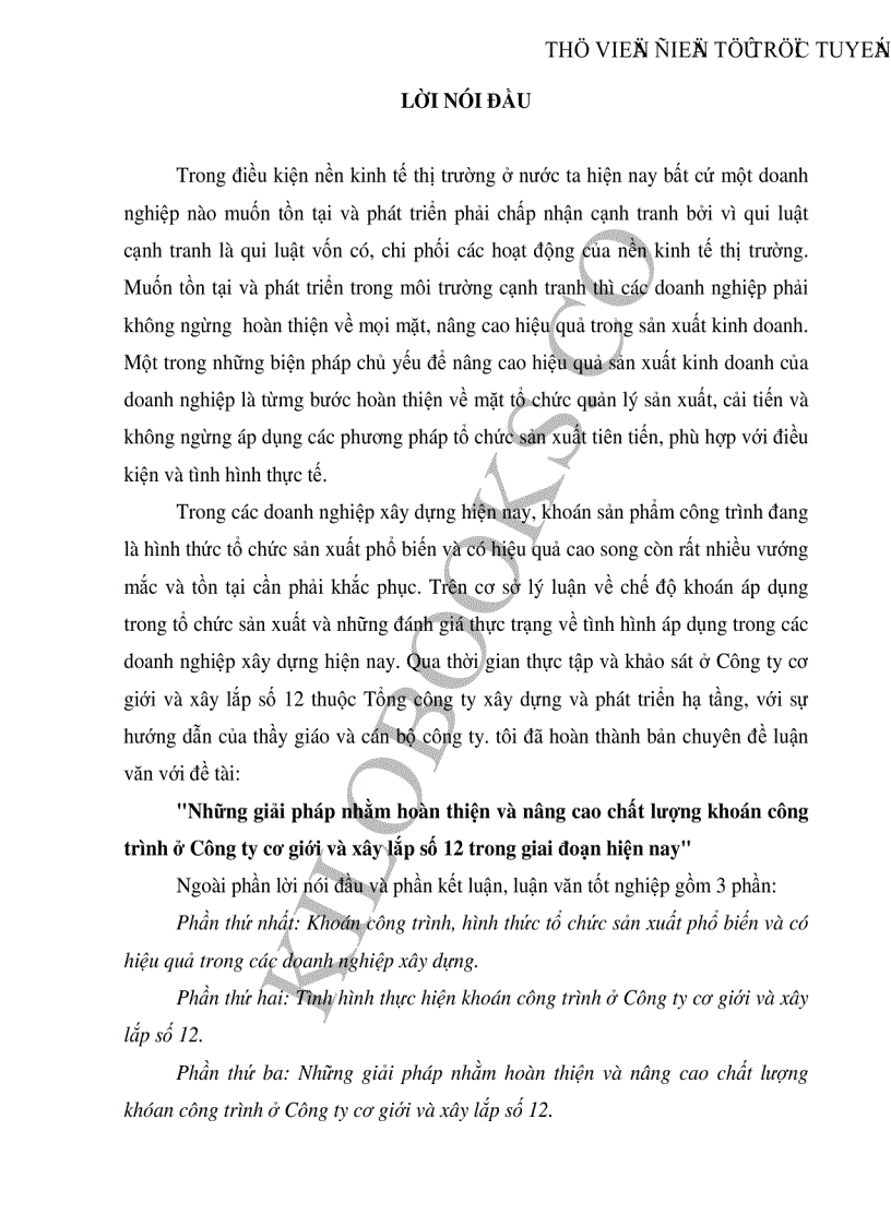 image for page Những giải pháp nhằm hoàn thiện và nâng cao chất lượng khoán công trình ở Công ty cơ giới và xây lắp số 12 trong giai đoạn hiện nay