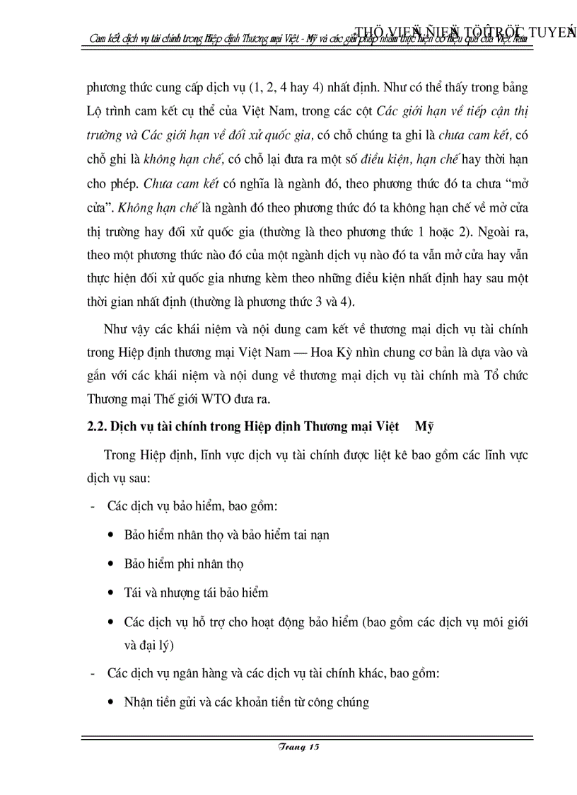 image for page Cam kết về dịch vụ tài chính trong Hiệp định Thương mại Việt Mỹ và các giải pháp nhằm thực hiện có hiệu quả của Việt Nam