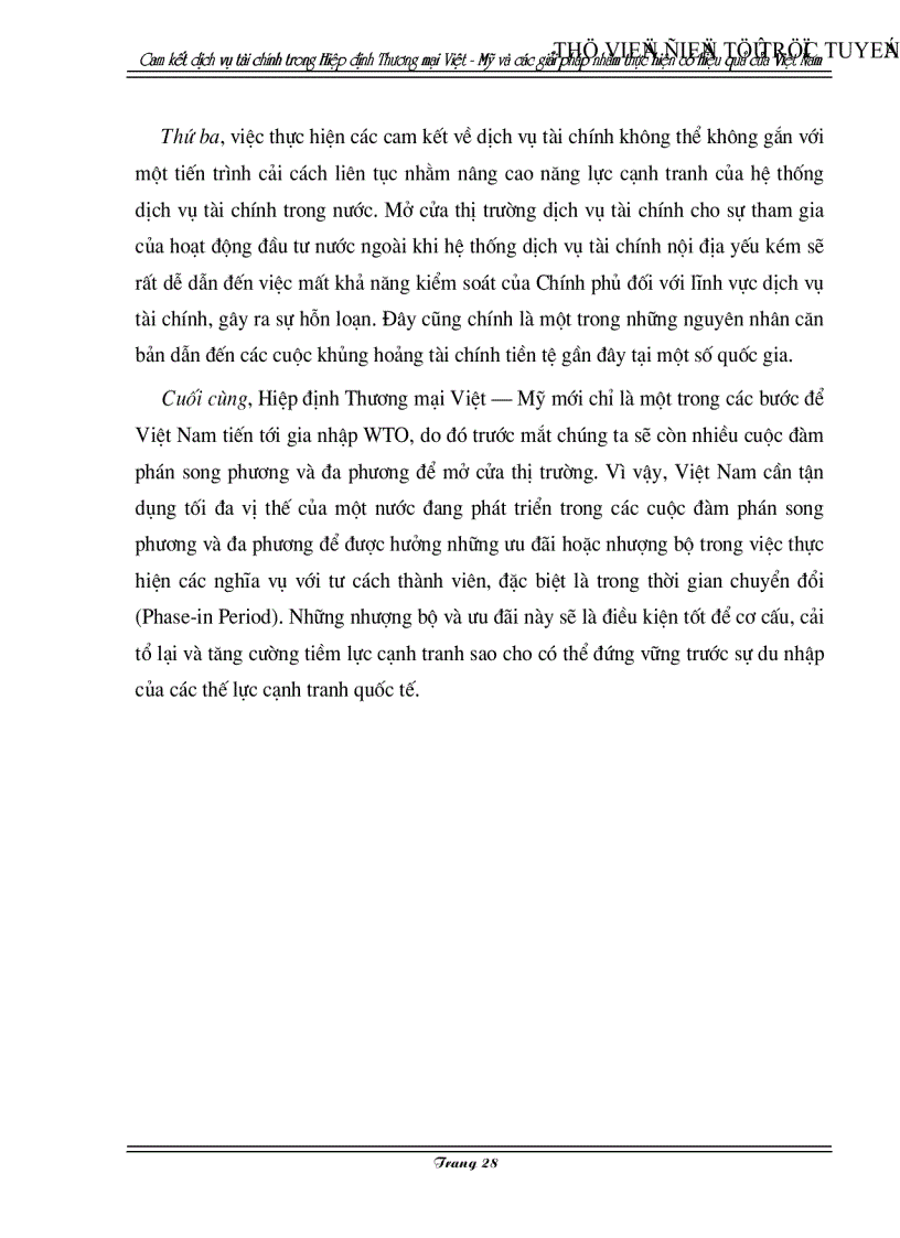image for page Cam kết về dịch vụ tài chính trong Hiệp định Thương mại Việt Mỹ và các giải pháp nhằm thực hiện có hiệu quả của Việt Nam