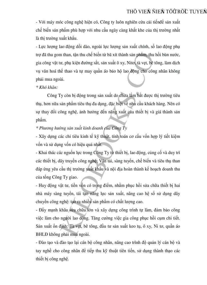 image for page Phân tích hiệu quả sản xuất kinh doanh và một số biện pháp nâng cao hiệu quả sản xuất kinh doanh của Công ty Tuyển than Cửa Ông