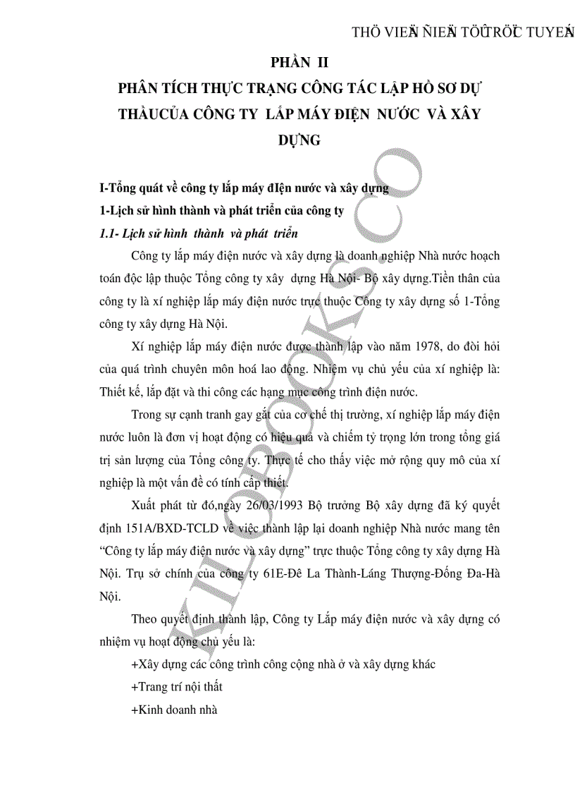 image for page Giải pháp nâng cao chất lượng lập hồ sơ dự thầu của Công ty Lắp máy điện nước và xây dựng Tổng Công ty xây dựng Hà Nội