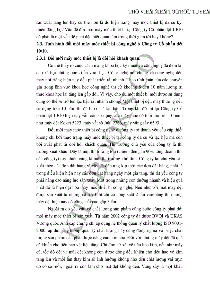 image for page Những giải pháp chủ yếu huy động vốn đổi mới thiết bị công nghệ tại Công ty cổ phần dệt 10 10