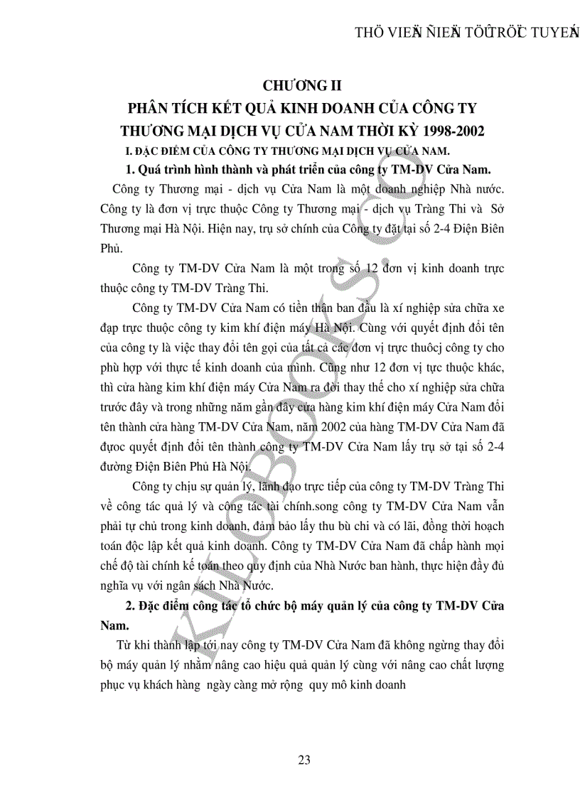 image for page Nghiên cứu thống kê kết quả kinh doanh của Công ty Thương mại Dịch vụ Cửa Nam thời kỳ 1998 2002