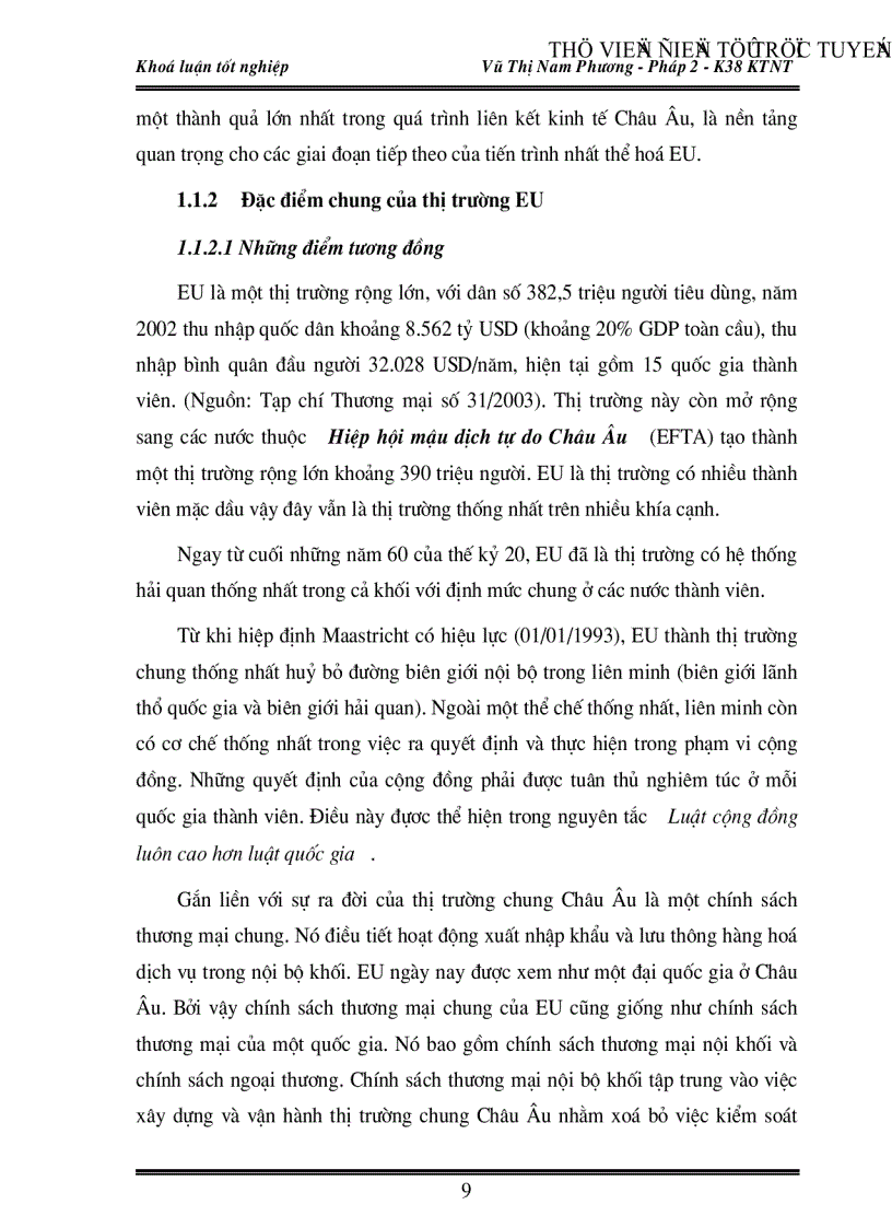 image for page Việc vận dụng các quy định pháp lý của Liên minh Châu Âu EU về chất lượng và nhãn hiệu sản phẩm trong xuất khẩu hàng hoá của Việt Nam vào thị trường này