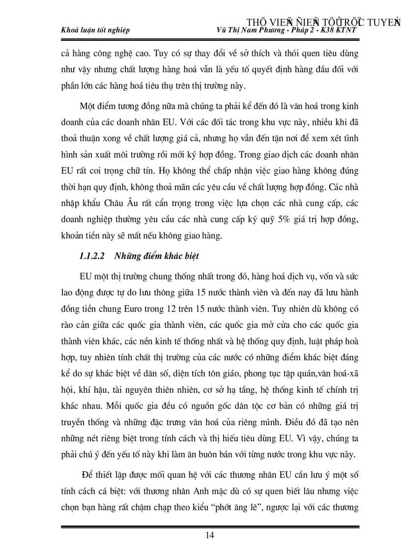 image for page Việc vận dụng các quy định pháp lý của Liên minh Châu Âu EU về chất lượng và nhãn hiệu sản phẩm trong xuất khẩu hàng hoá của Việt Nam vào thị trường này