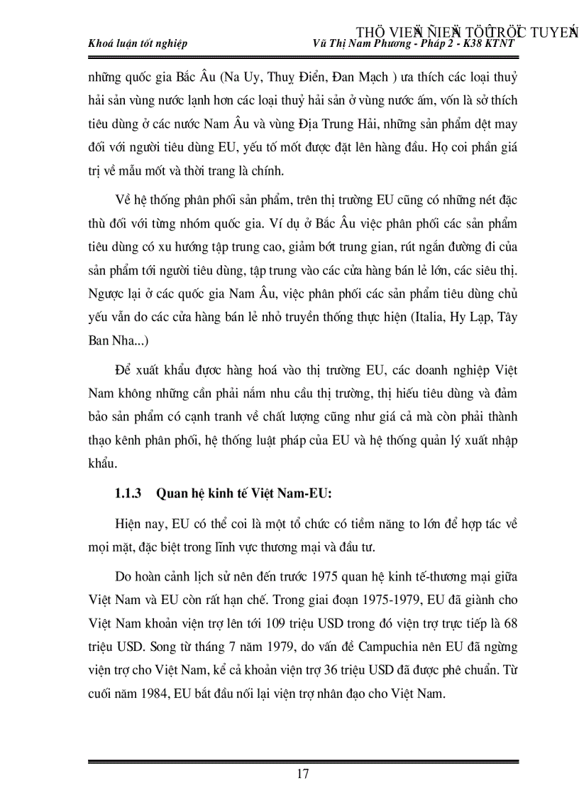 image for page Việc vận dụng các quy định pháp lý của Liên minh Châu Âu EU về chất lượng và nhãn hiệu sản phẩm trong xuất khẩu hàng hoá của Việt Nam vào thị trường này
