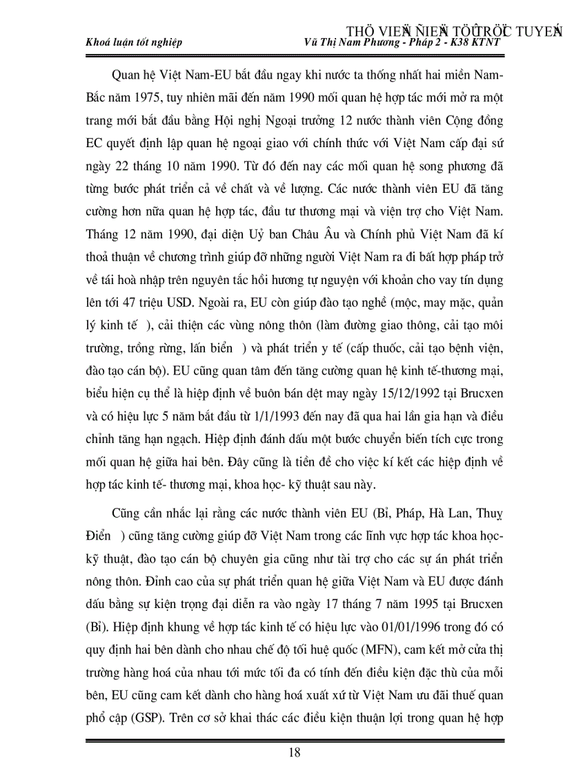 image for page Việc vận dụng các quy định pháp lý của Liên minh Châu Âu EU về chất lượng và nhãn hiệu sản phẩm trong xuất khẩu hàng hoá của Việt Nam vào thị trường này