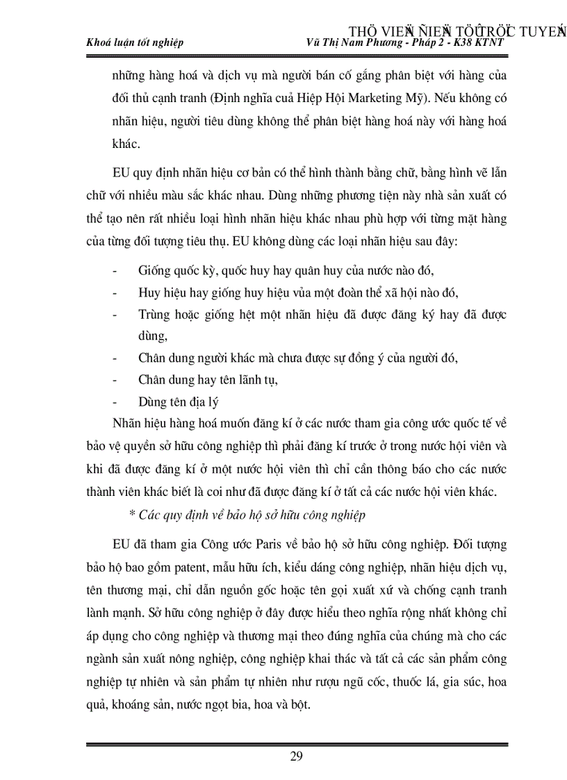 image for page Việc vận dụng các quy định pháp lý của Liên minh Châu Âu EU về chất lượng và nhãn hiệu sản phẩm trong xuất khẩu hàng hoá của Việt Nam vào thị trường này