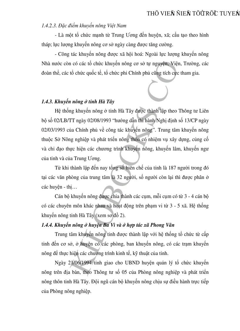 image for page Thực trạng và những giải pháp khuyến nông nhằm nâng cao hiệu quả sản xuất lúa của hợp tác xã Phong Vân huyện Ba Vì tỉnh Hà Tây