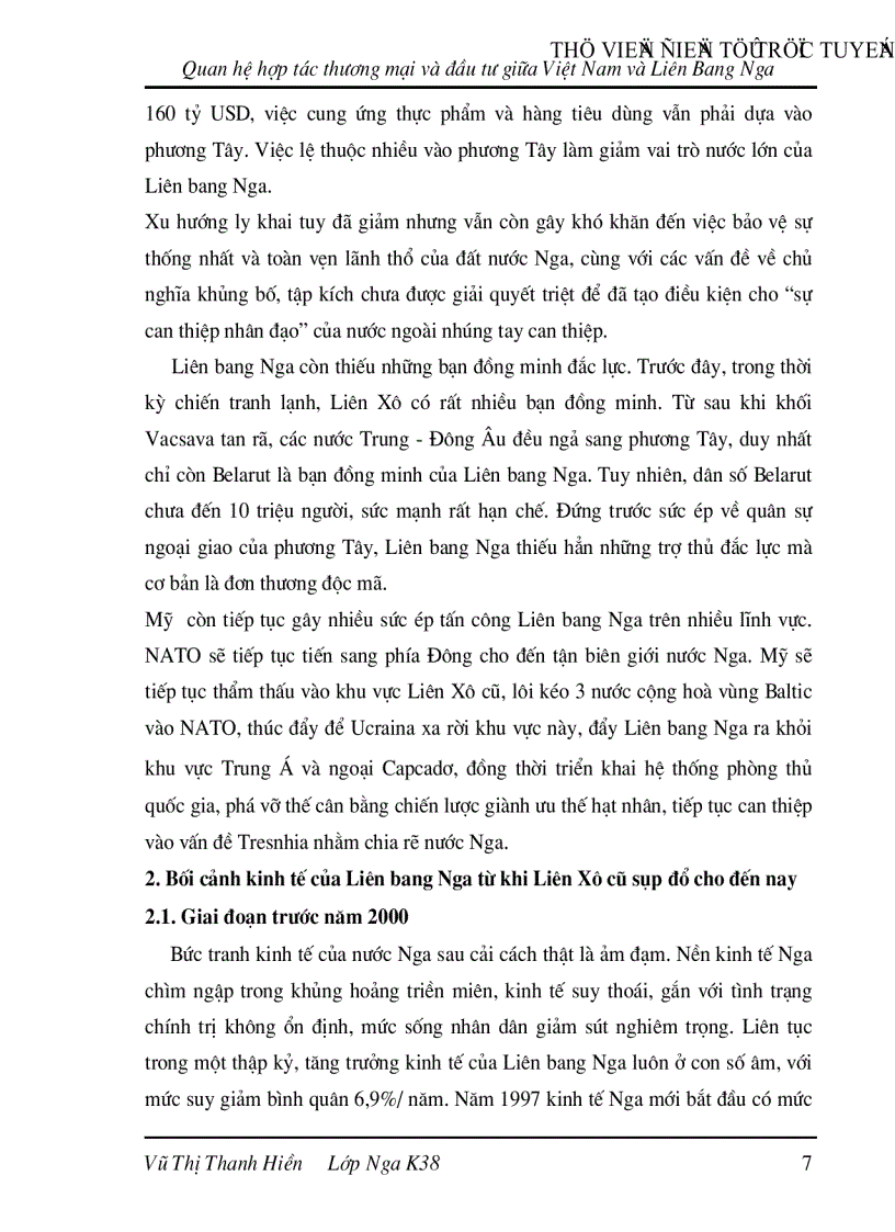 image for page Quan hệ hợp tác thương mại và đầu tư giữa Việt Nam và Liên Bang Nga