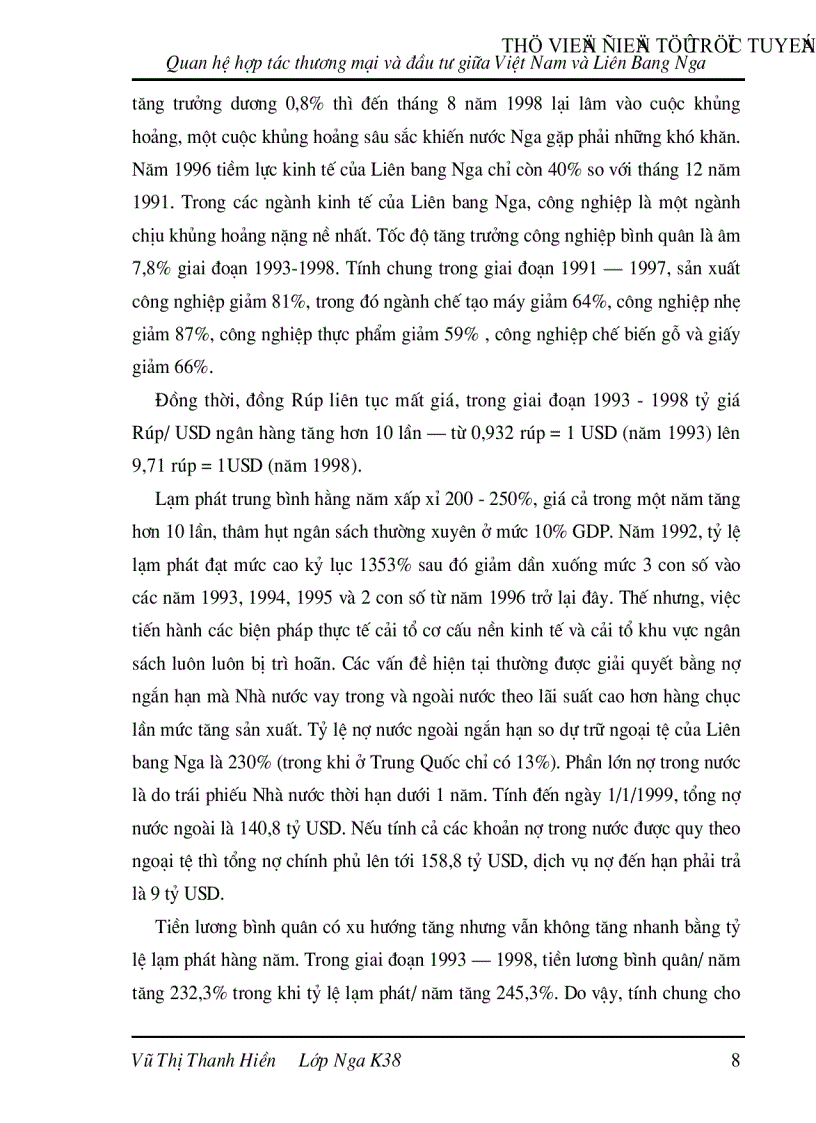 image for page Quan hệ hợp tác thương mại và đầu tư giữa Việt Nam và Liên Bang Nga