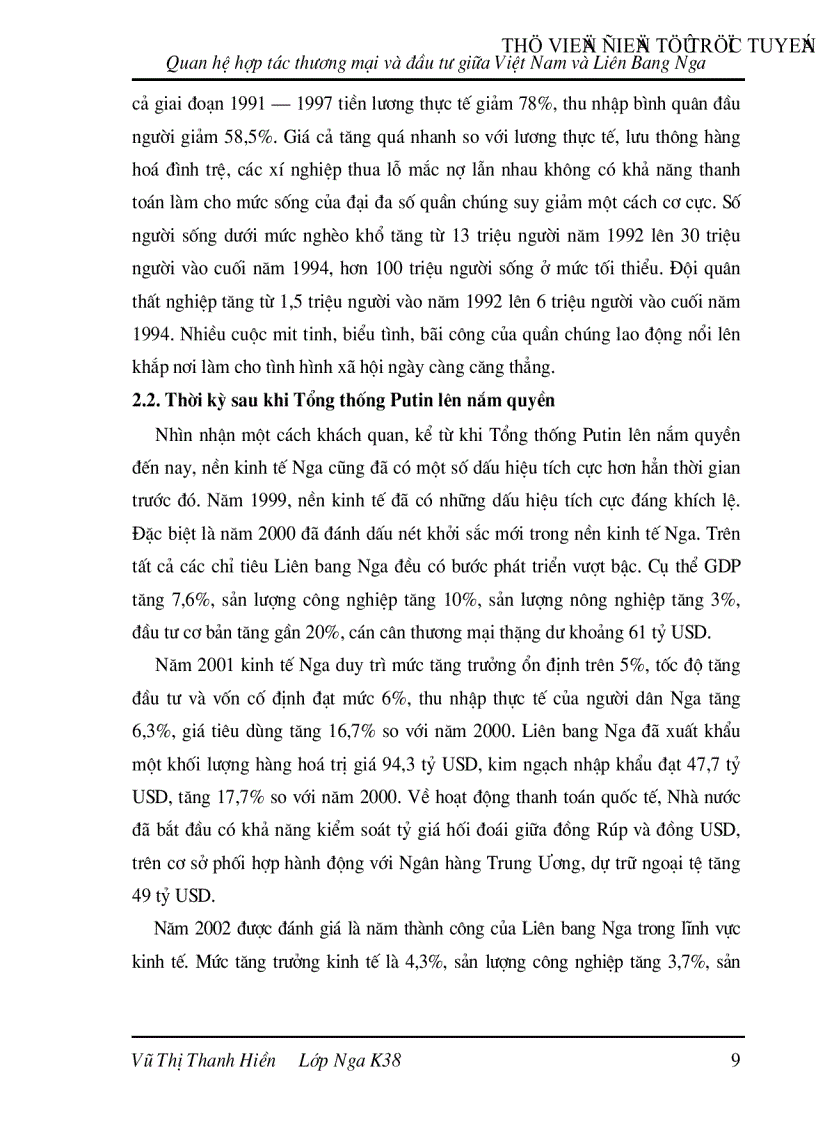 image for page Quan hệ hợp tác thương mại và đầu tư giữa Việt Nam và Liên Bang Nga