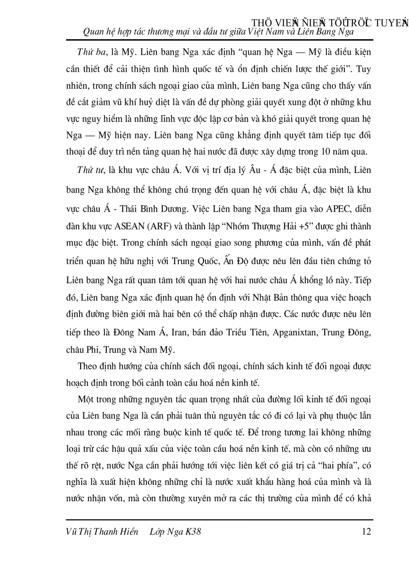 image for page Quan hệ hợp tác thương mại và đầu tư giữa Việt Nam và Liên Bang Nga