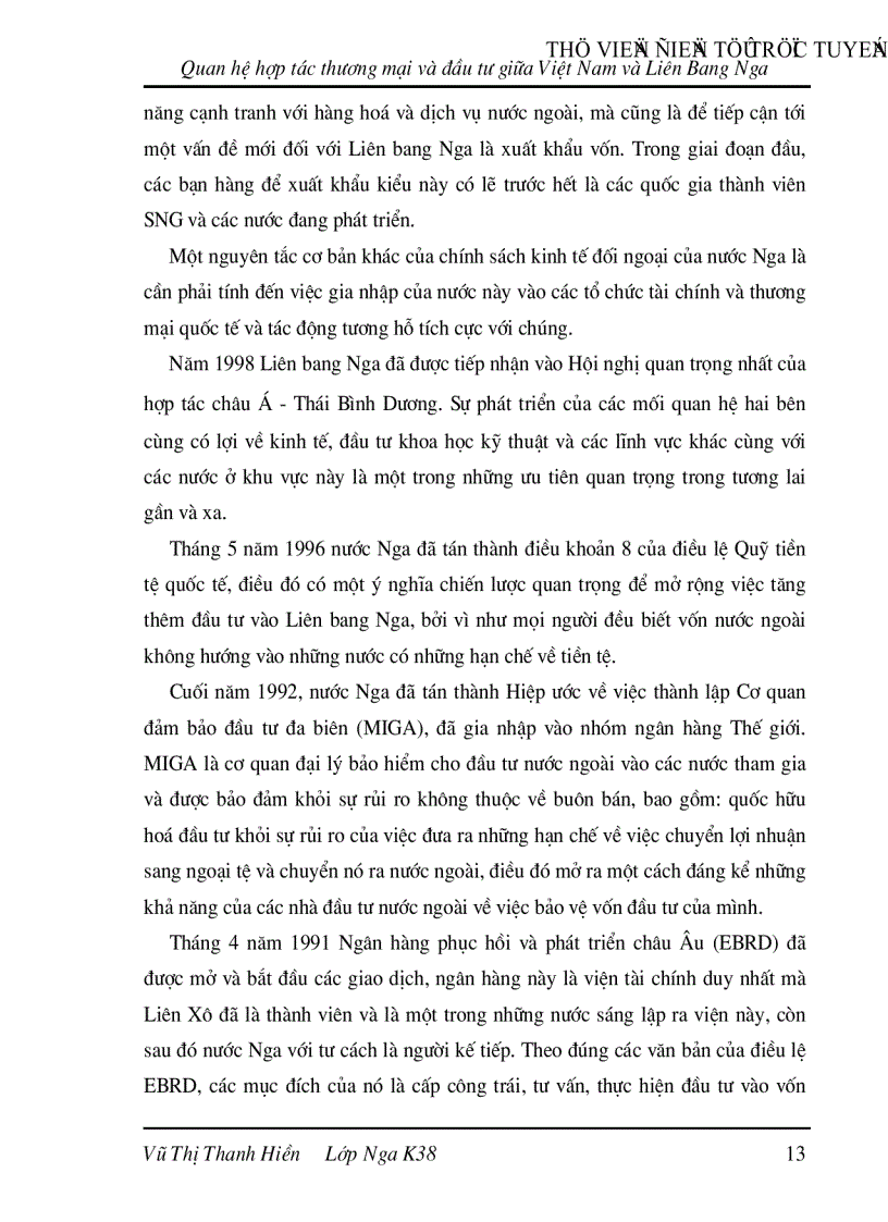 image for page Quan hệ hợp tác thương mại và đầu tư giữa Việt Nam và Liên Bang Nga