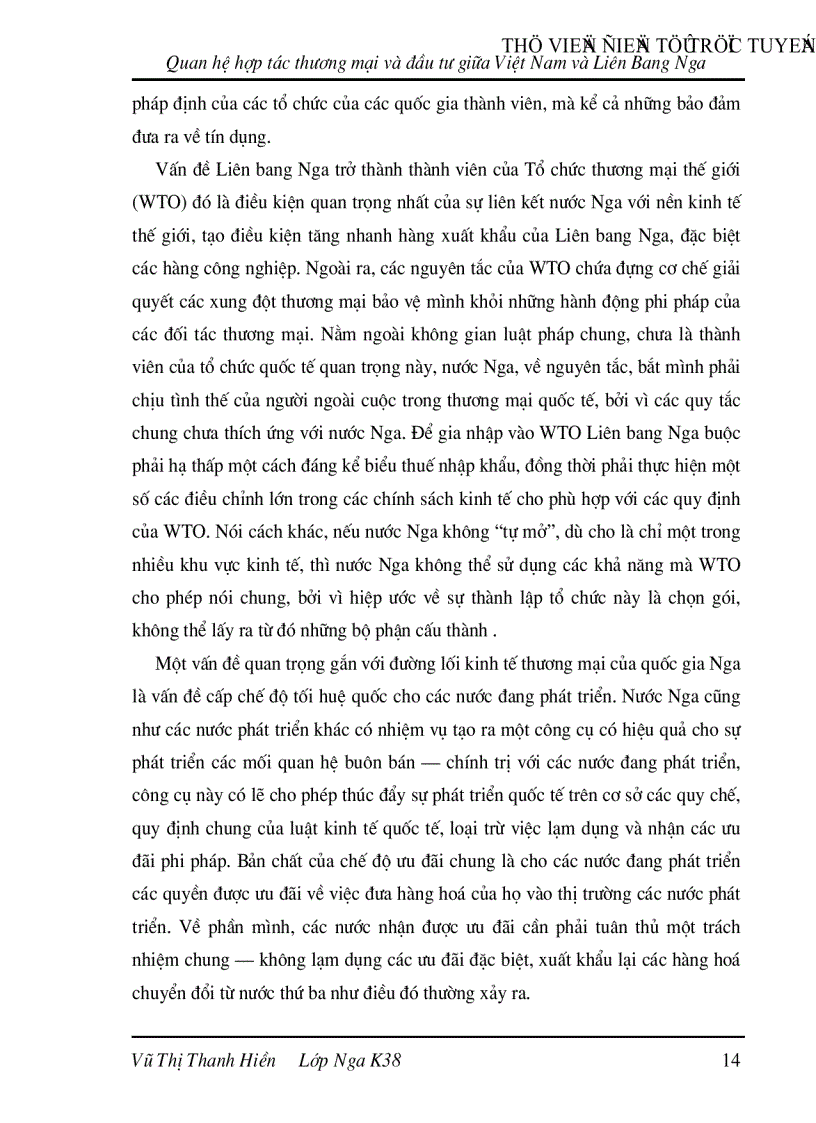 image for page Quan hệ hợp tác thương mại và đầu tư giữa Việt Nam và Liên Bang Nga