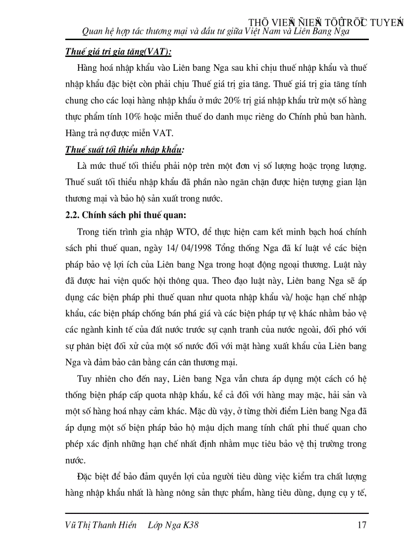 image for page Quan hệ hợp tác thương mại và đầu tư giữa Việt Nam và Liên Bang Nga