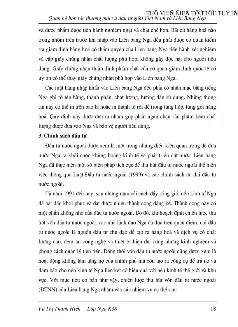 image for page Quan hệ hợp tác thương mại và đầu tư giữa Việt Nam và Liên Bang Nga