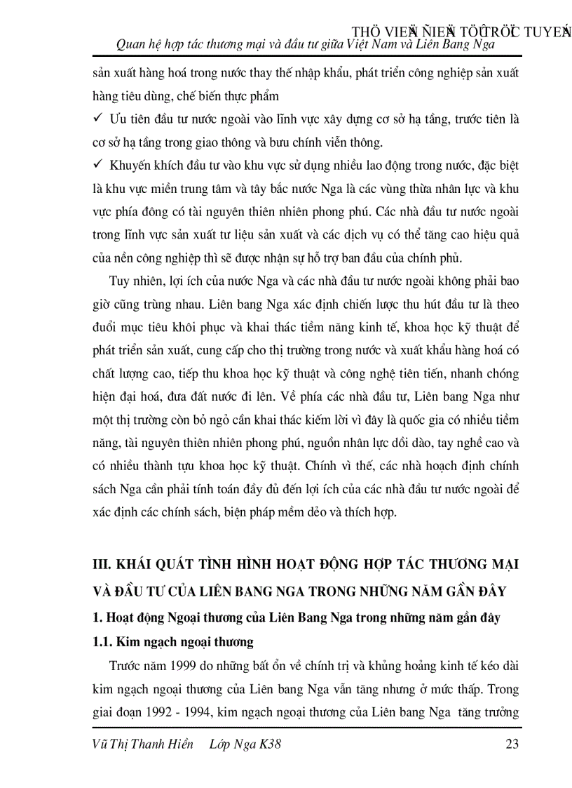 image for page Quan hệ hợp tác thương mại và đầu tư giữa Việt Nam và Liên Bang Nga